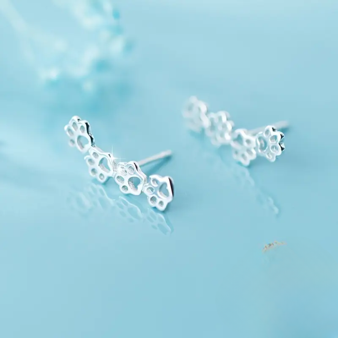GARRAS DE PLATA — Pendientes Huecos de Patita Felina S925