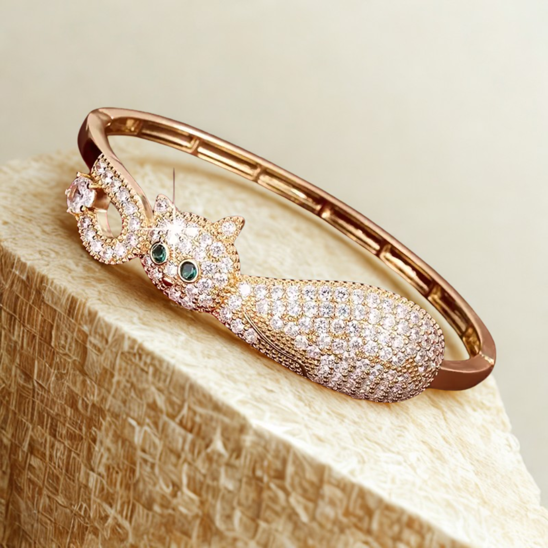 BRILLO DOMÉSTICO — Pulsera Gato con Circonitas Blancas