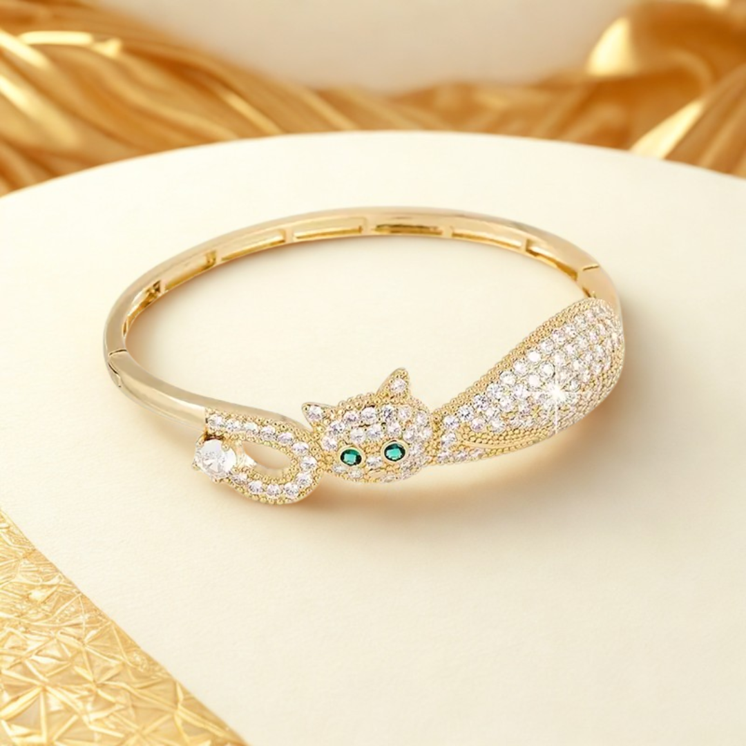 BRILLO DOMÉSTICO — Pulsera Gato con Circonitas Blancas